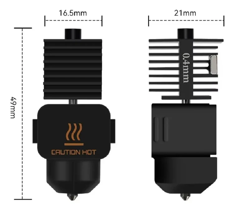 Hotend con nozzle de acero endurecido 0.4 mm – Bambu Lab A1