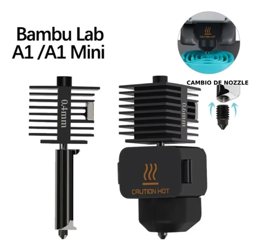 Hotend con nozzle de acero endurecido 0.4 mm – Bambu Lab A1 - Imagen 2